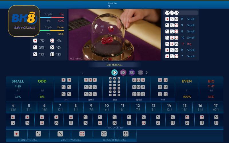 BK8 mang đến cho ban đa dạng các cửa cược Tài xỉu