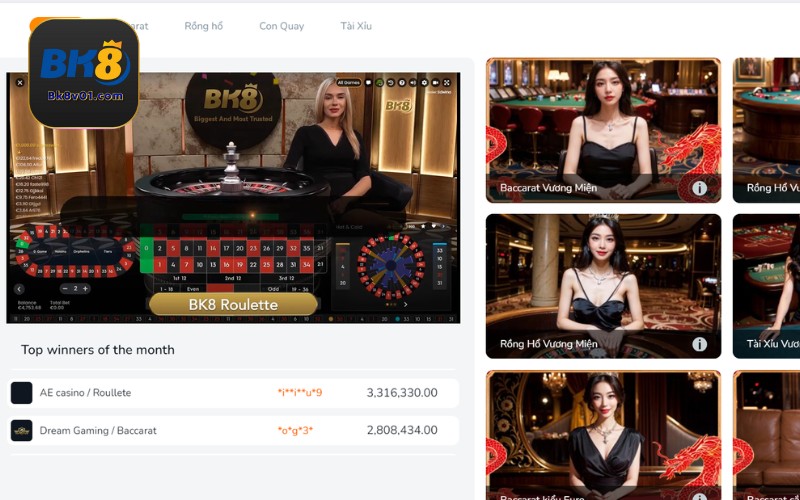 DG Casino BK8 là sảnh cược nổi tiếng